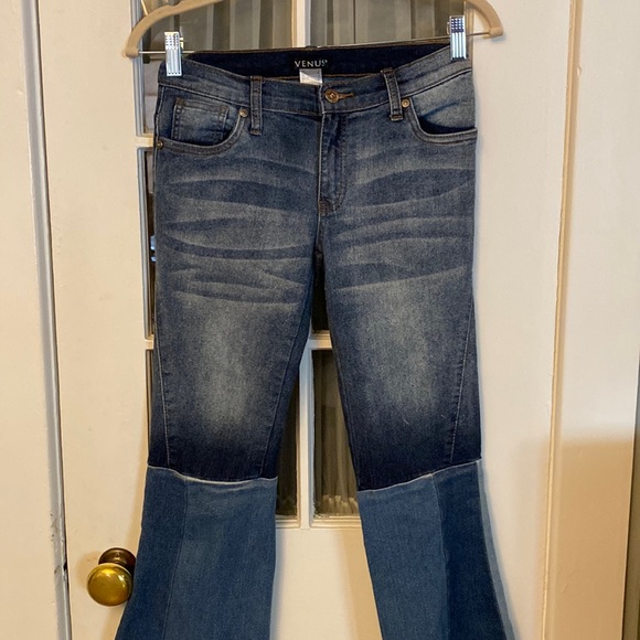 Venus Size 2 Patch Detail Flare Jeans - Picture 2 of 10